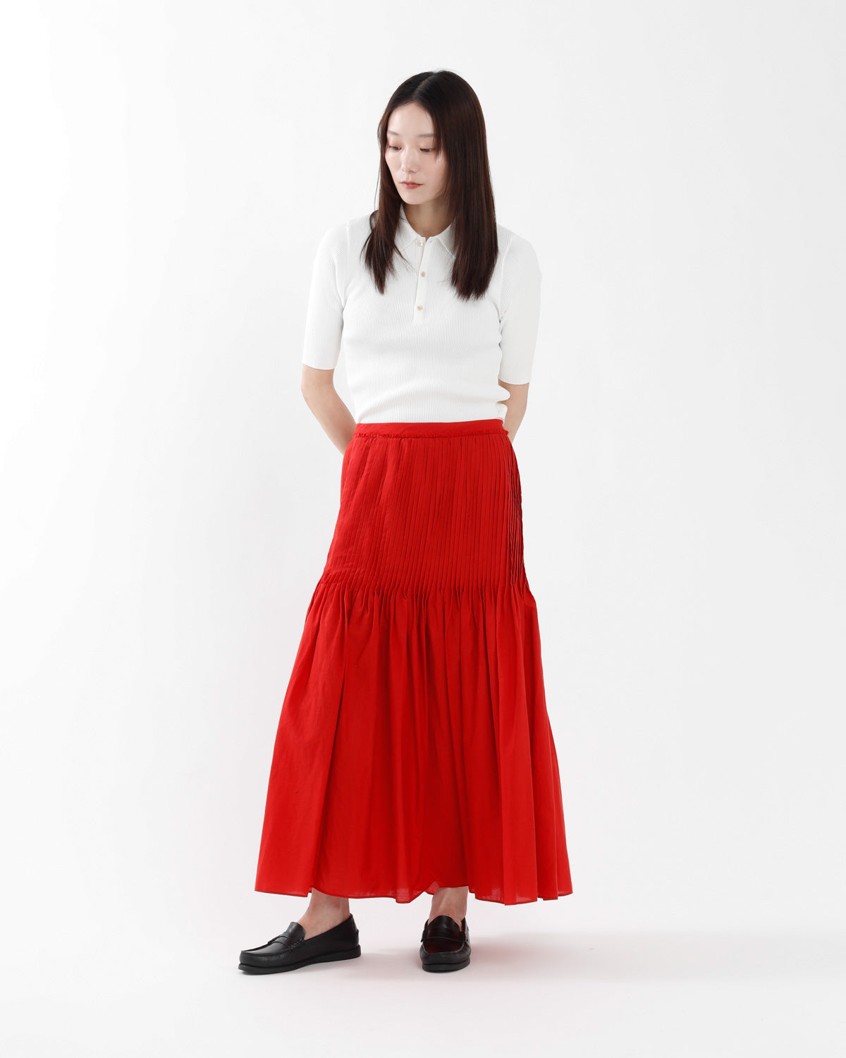 SUPER FINE COTTON LAWN PIN-TUCK SKIRT