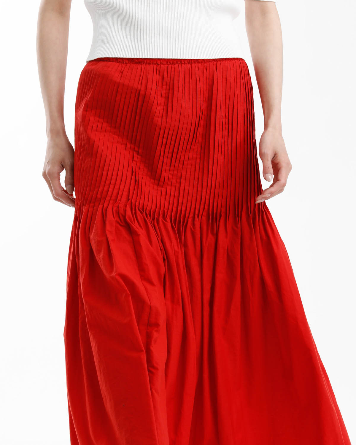 SUPER FINE COTTON LAWN PIN-TUCK SKIRT