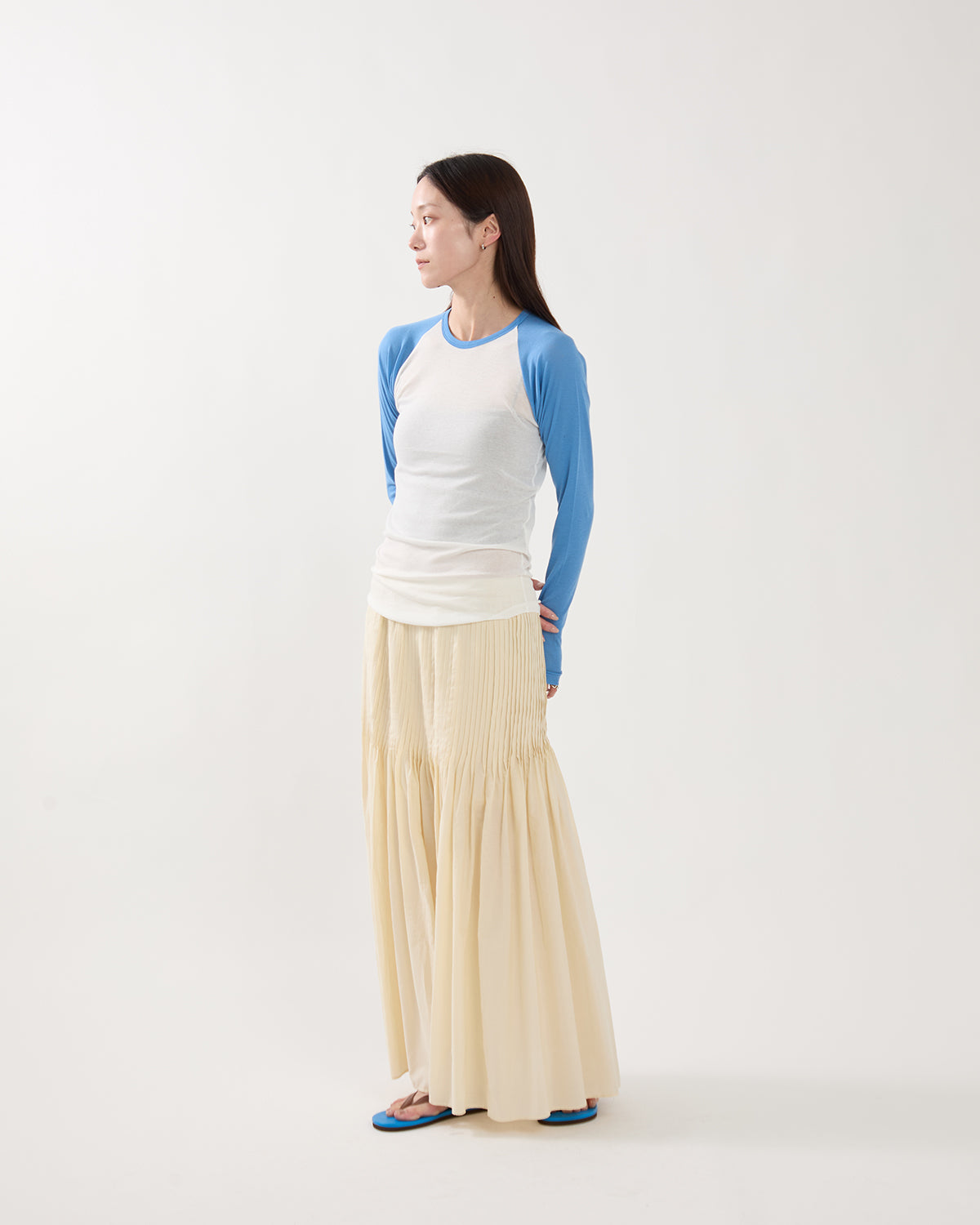 SUPER FINE COTTON LAWN PIN-TUCK SKIRT