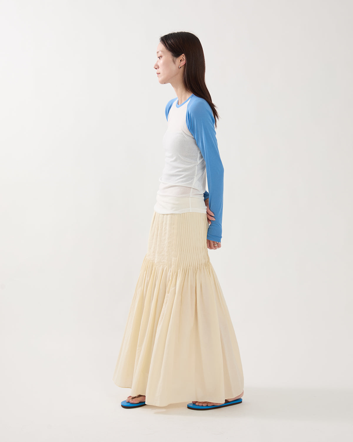 SUPER FINE COTTON LAWN PIN-TUCK SKIRT
