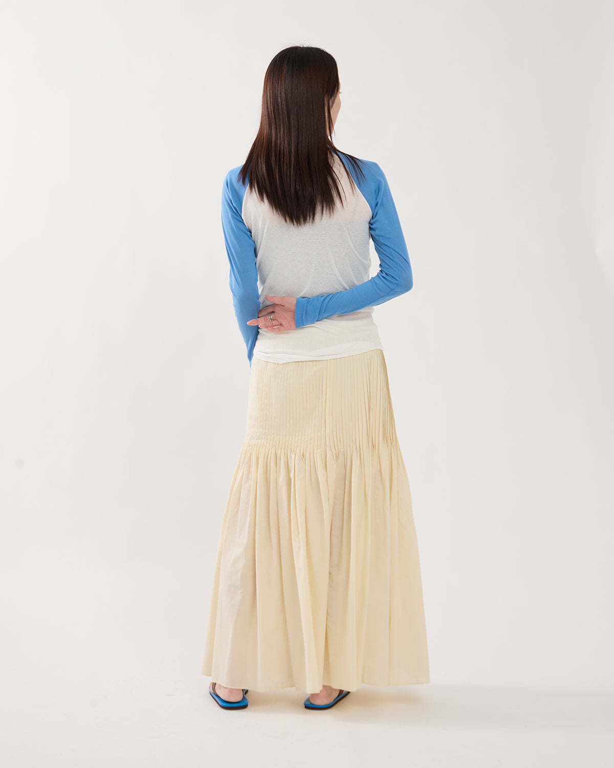SUPER FINE COTTON LAWN PIN-TUCK SKIRT