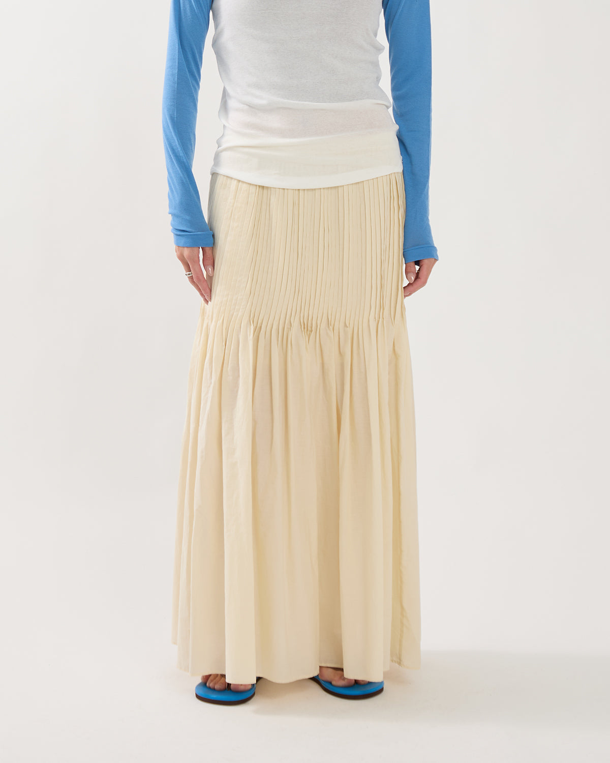 SUPER FINE COTTON LAWN PIN-TUCK SKIRT