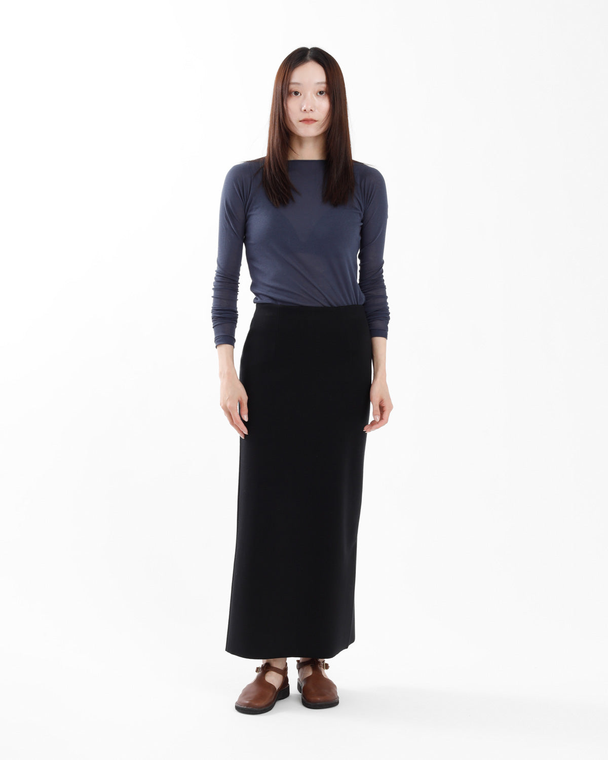 DOUBLE FACED SILK COTTON KNIT SKIRT