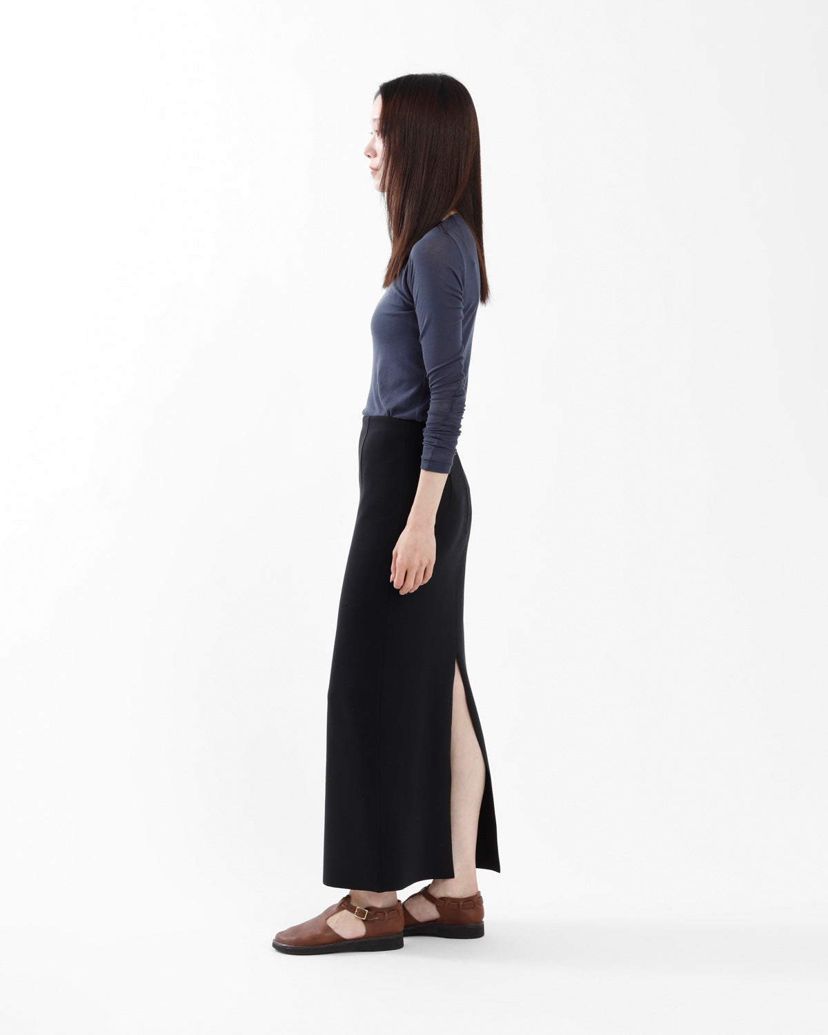 DOUBLE FACED SILK COTTON KNIT SKIRT