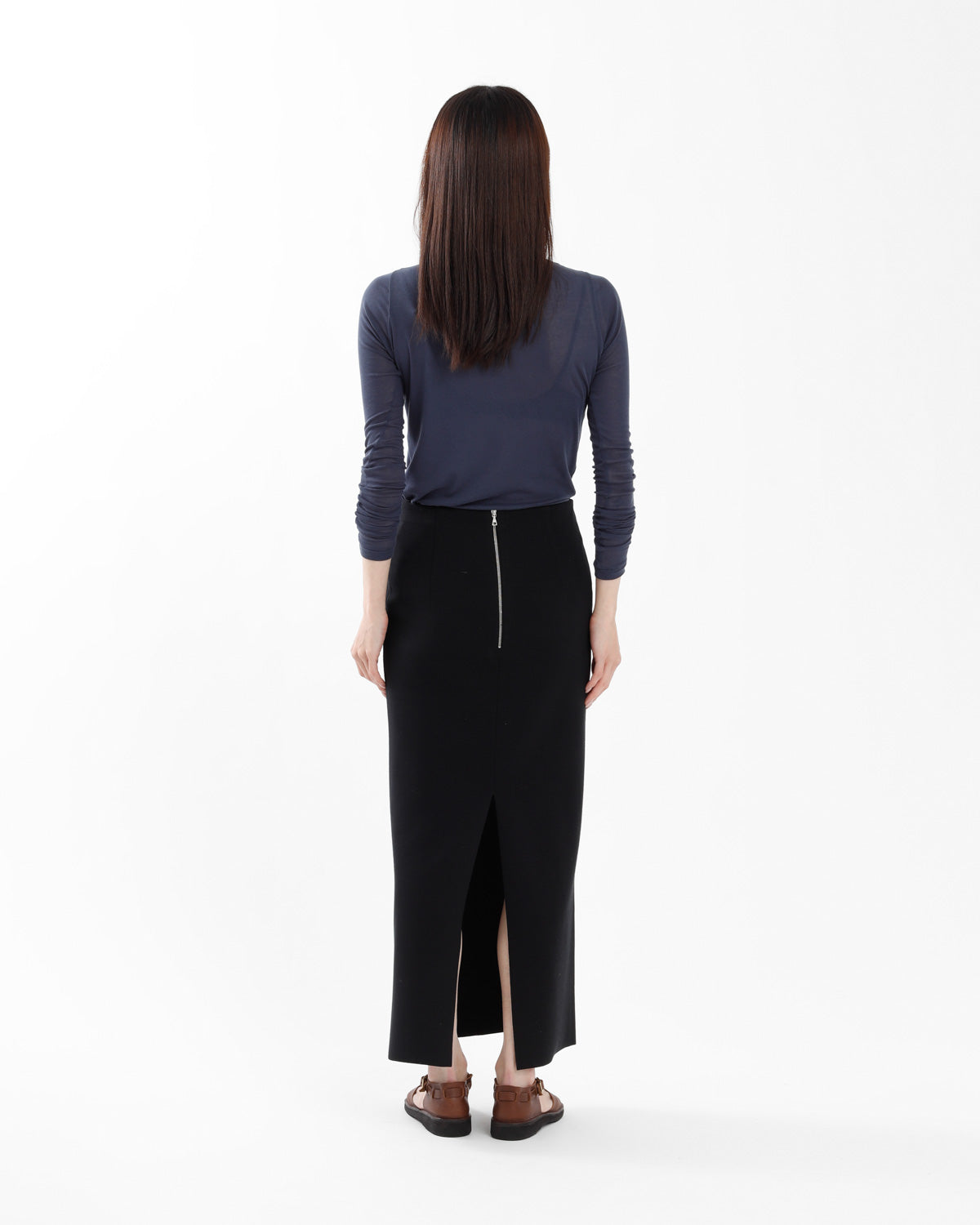 DOUBLE FACED SILK COTTON KNIT SKIRT