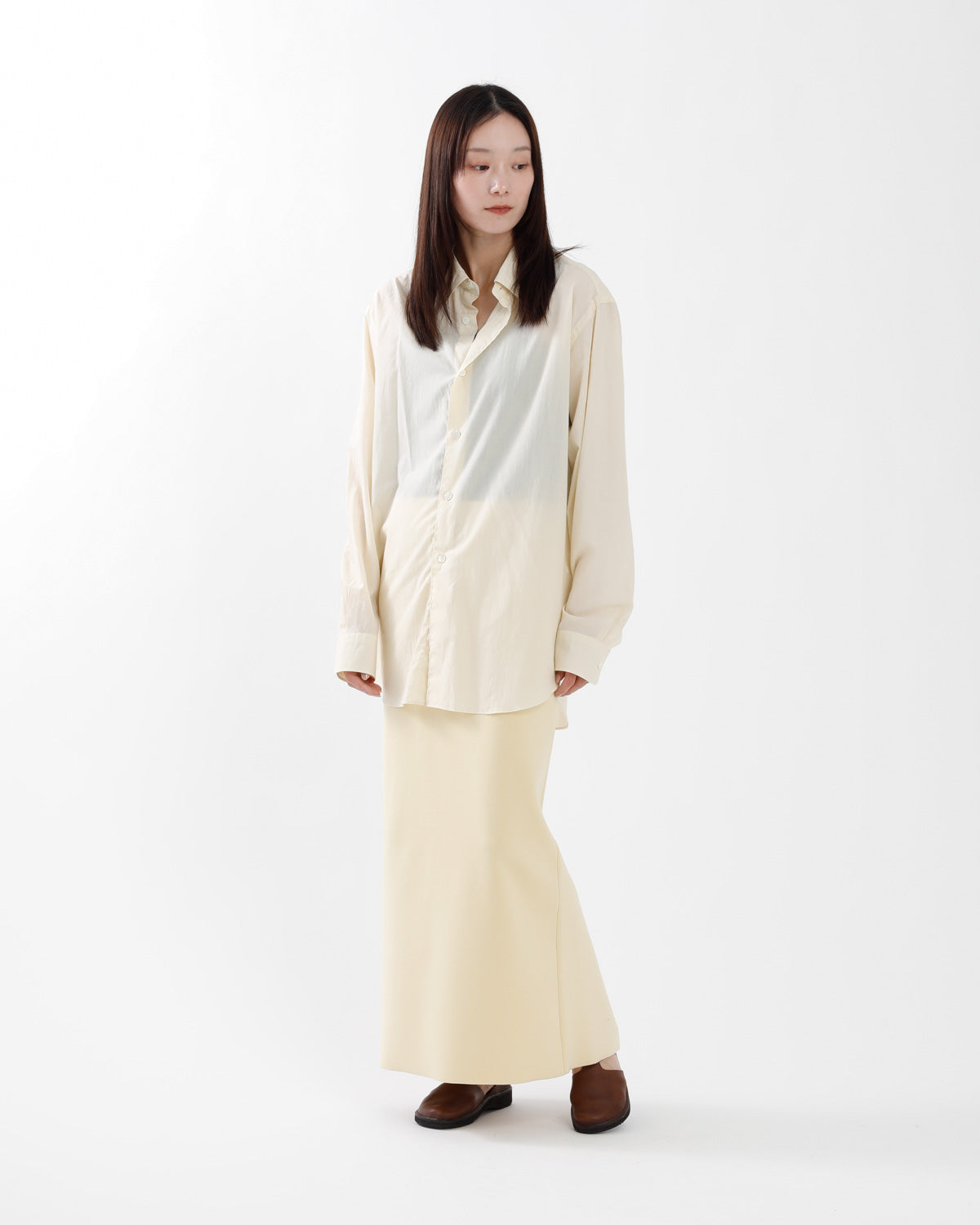 DOUBLE FACED SILK COTTON KNIT SKIRT