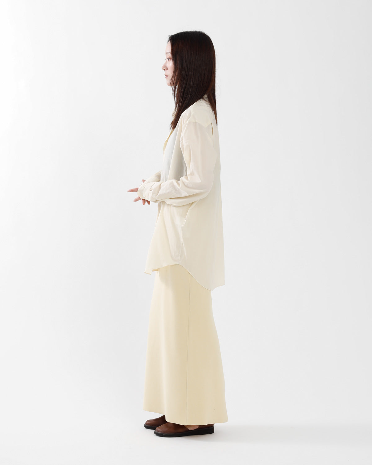 DOUBLE FACED SILK COTTON KNIT SKIRT