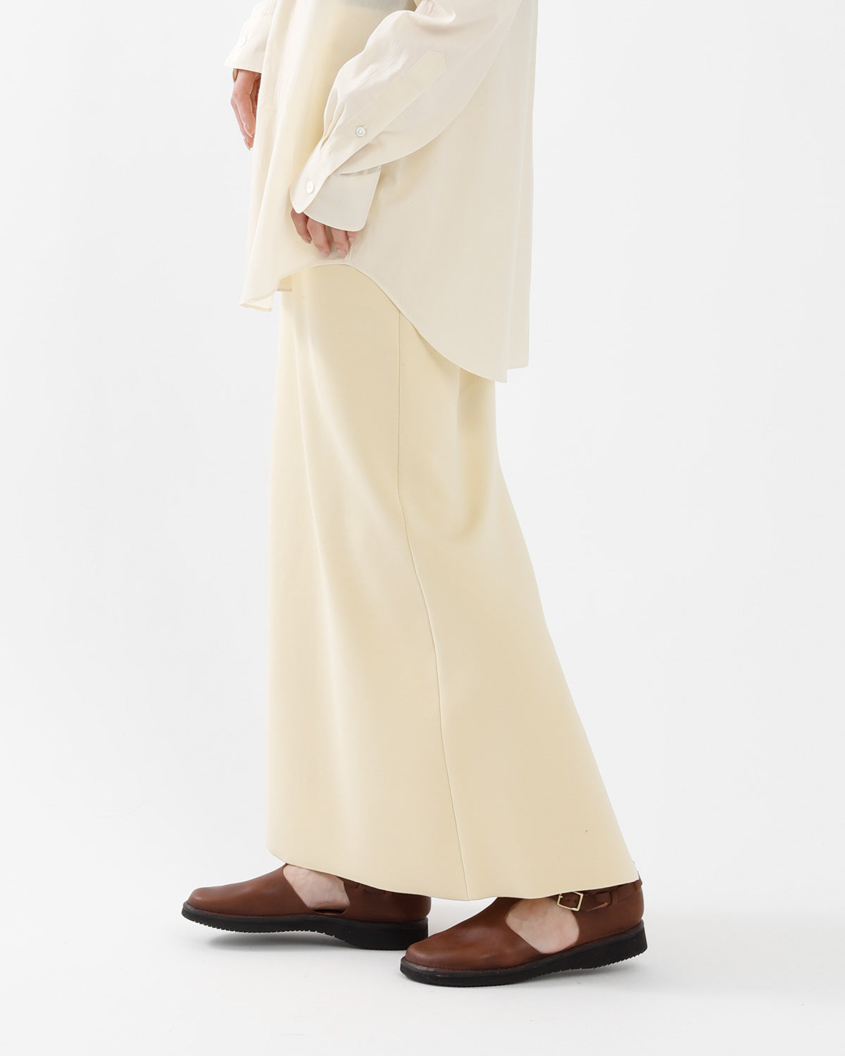 DOUBLE FACED SILK COTTON KNIT SKIRT
