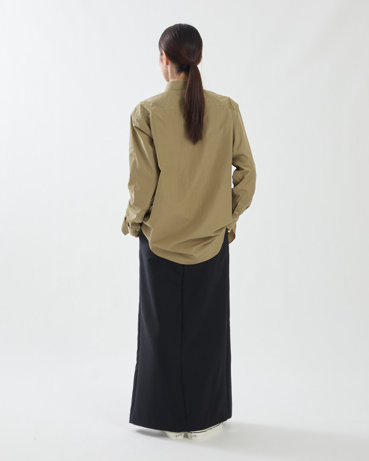 TENSE WOOL DOUBLE CLOTH SLIT SKIRT