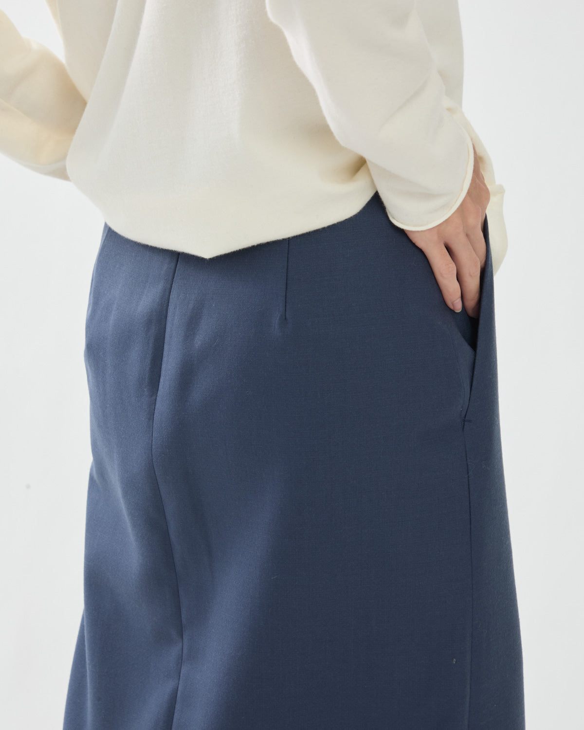 TENSE WOOL DOUBLE CLOTH SLIT SKIRT