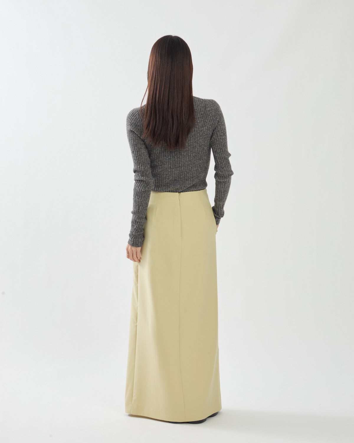TENSE WOOL DOUBLE CLOTH SLIT SKIRT