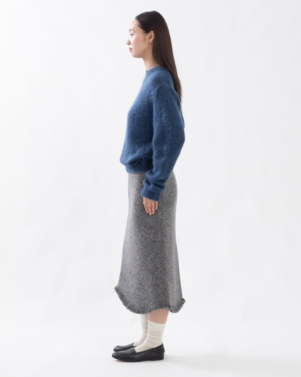 HOMESPUN TWEED FRINGE SKIRT
