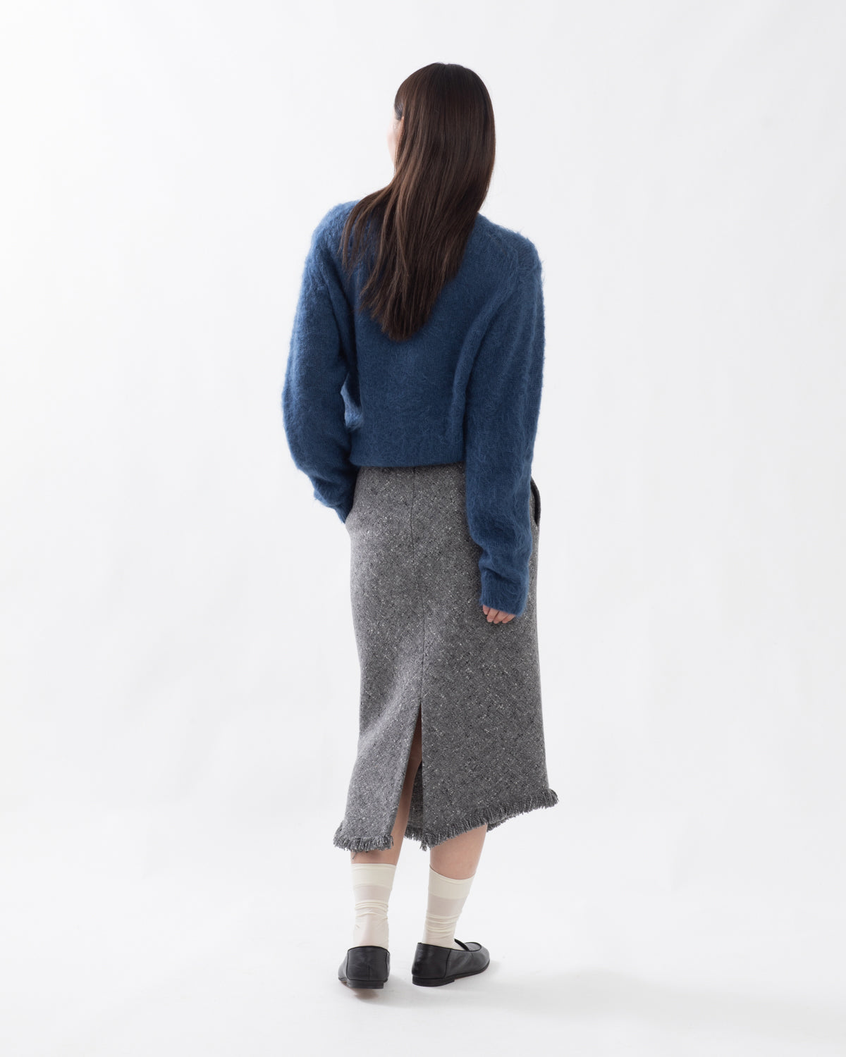 HOMESPUN TWEED FRINGE SKIRT