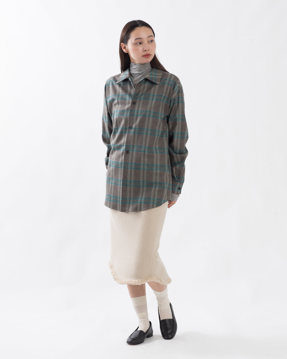 HOMESPUN TWEED FRINGE SKIRT