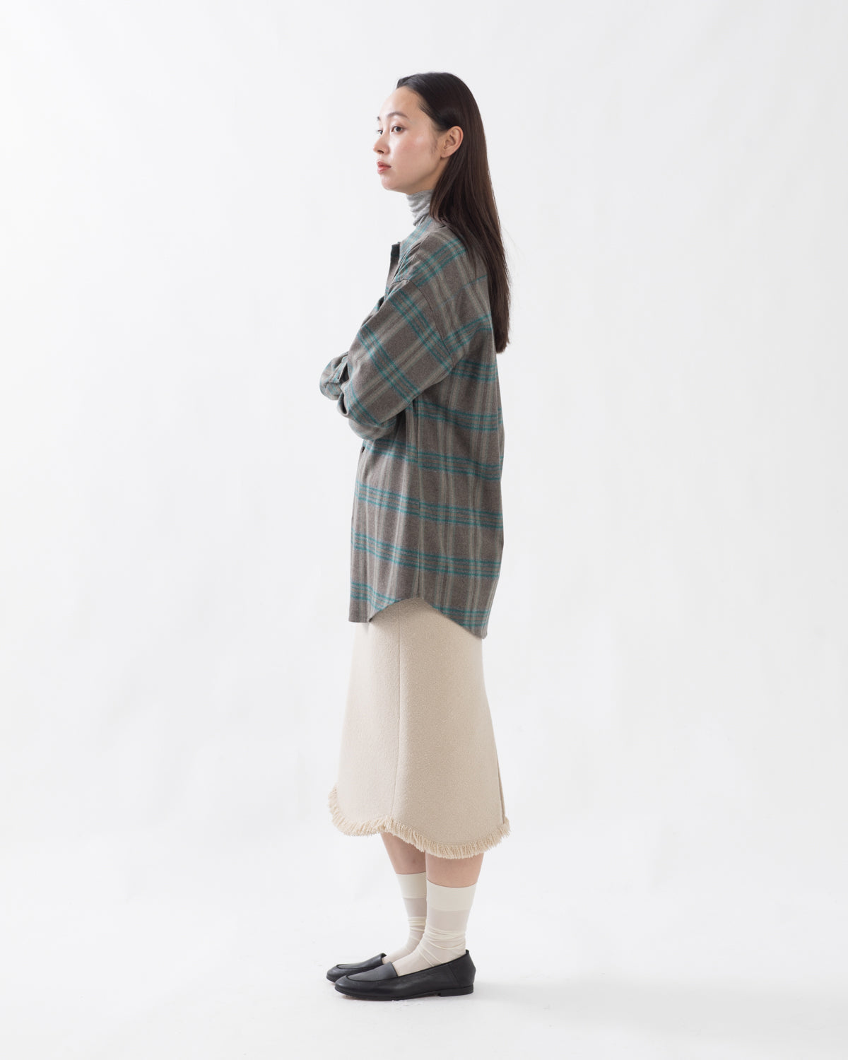 HOMESPUN TWEED FRINGE SKIRT