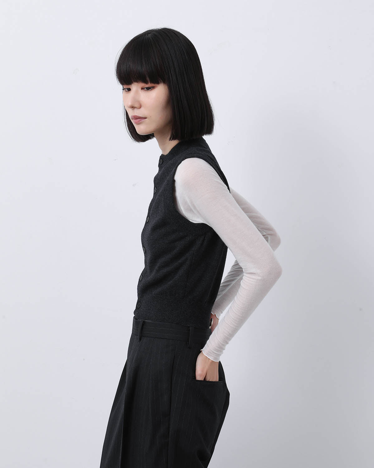 HIGH TWIST WOOL KNIT VEST