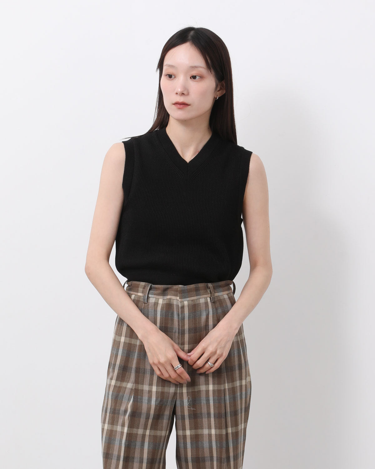 FLAT YARN RIB KNIT VEST (WOMEN'S)