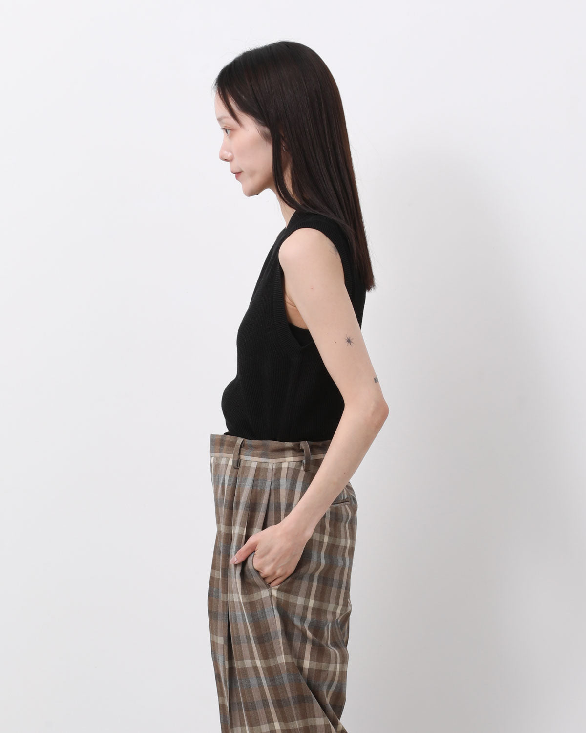 FLAT YARN RIB KNIT VEST (WOMEN'S)