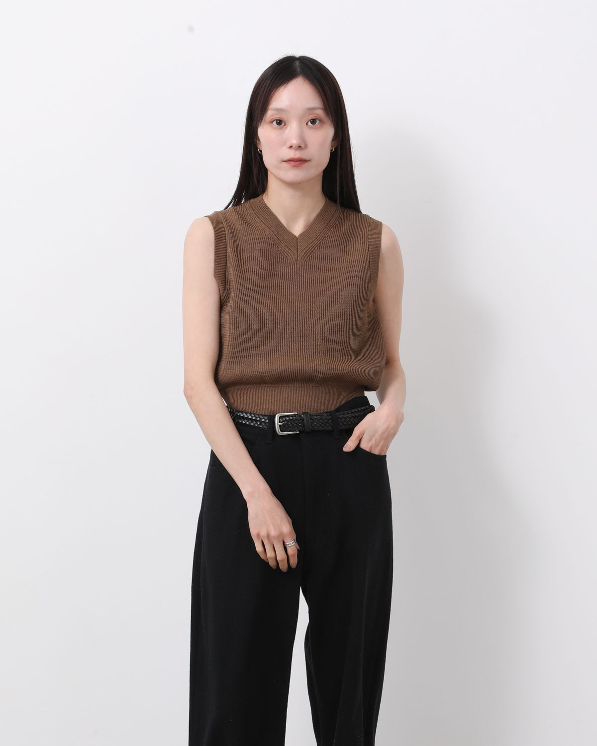 FLAT YARN RIB KNIT VEST (WOMEN'S)