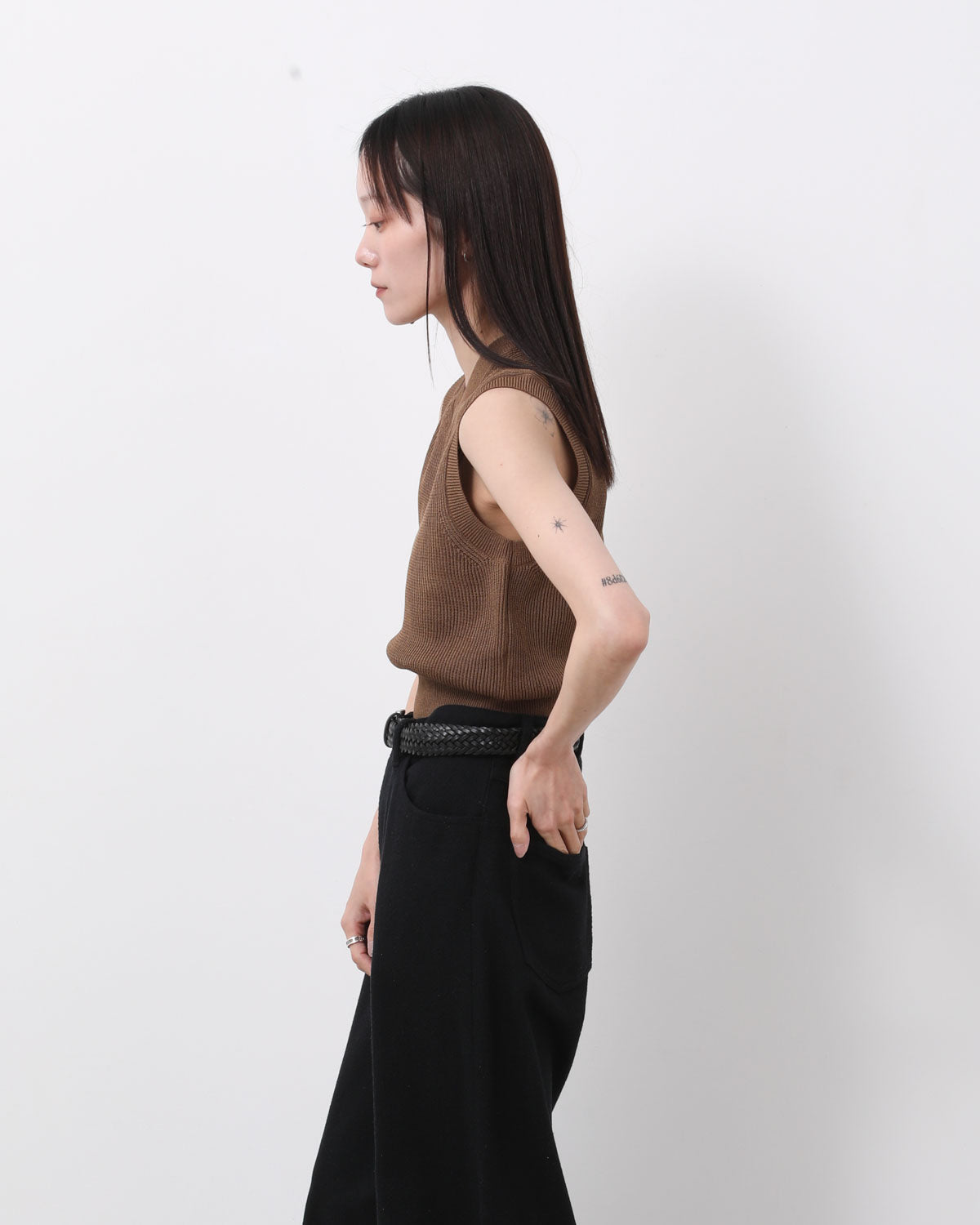 FLAT YARN RIB KNIT VEST (WOMEN'S)