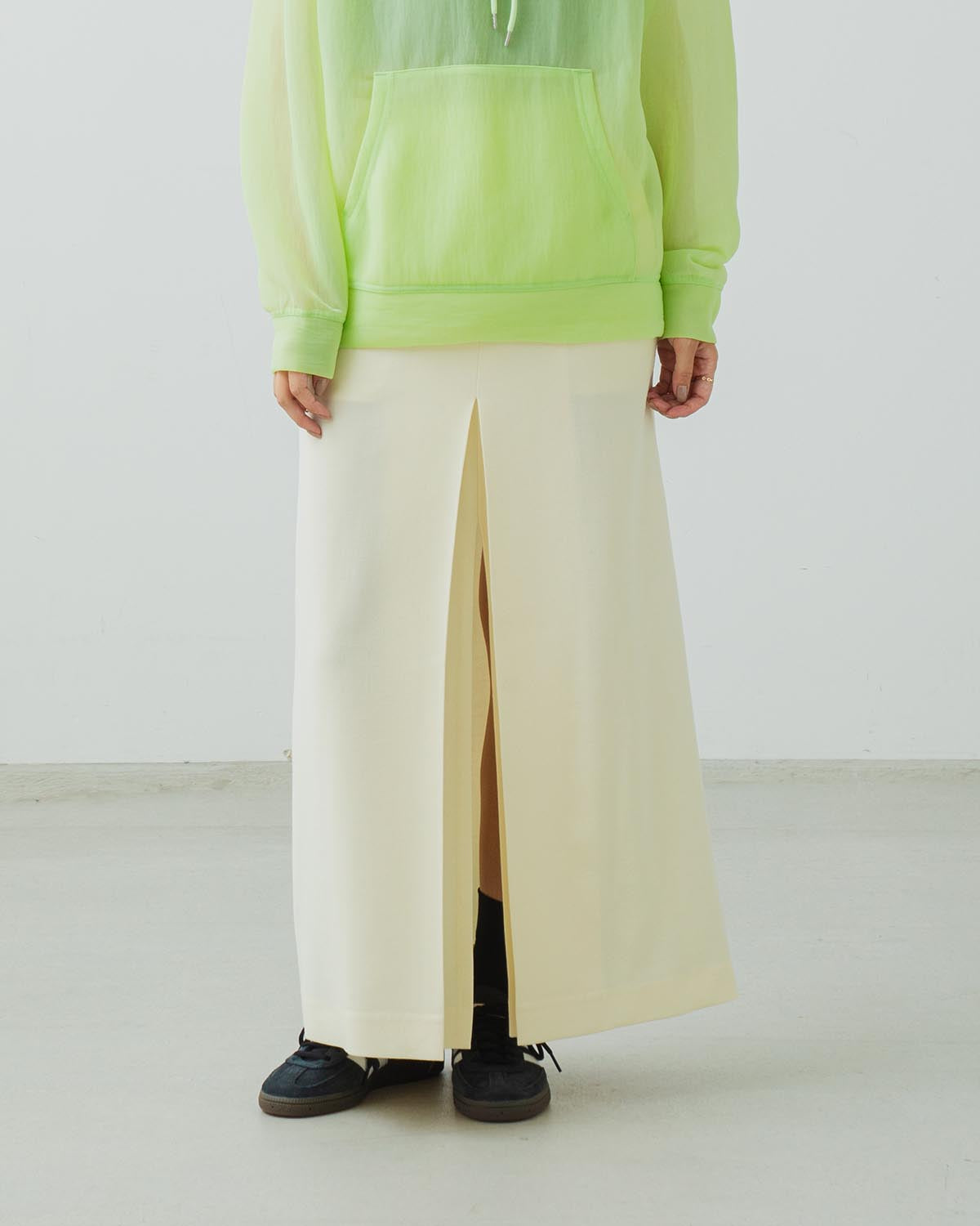 TENSE WOOL DOUBLE CLOTH SKIRT