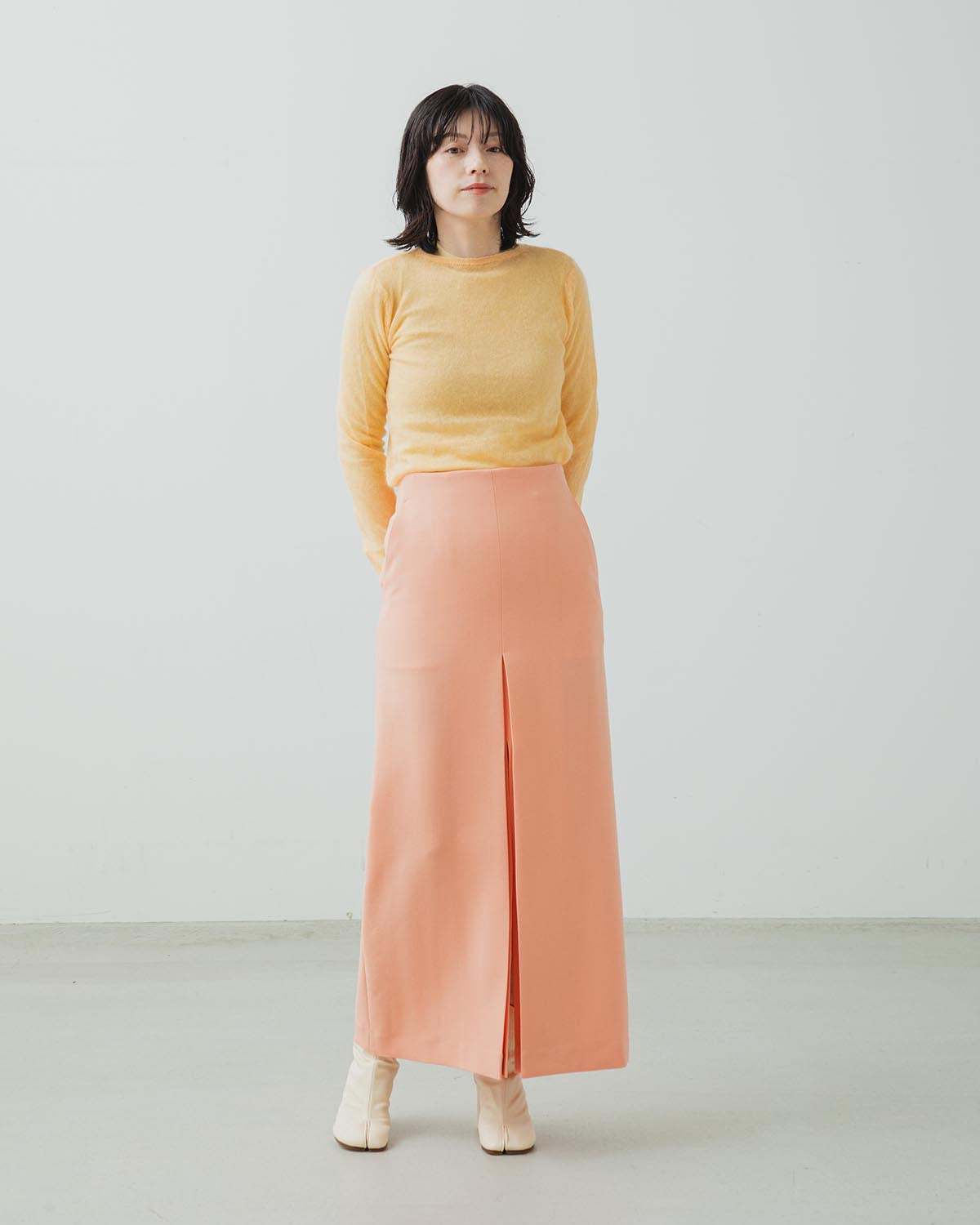 TENSE WOOL DOUBLE CLOTH SKIRT