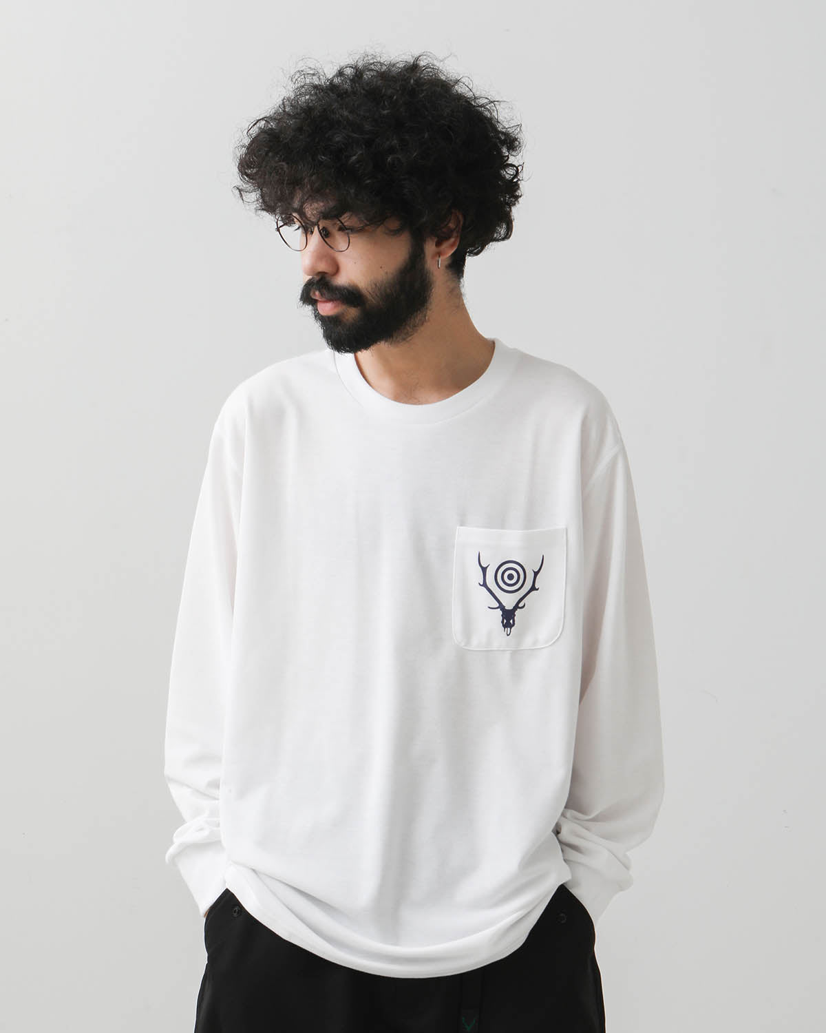 L/S ROUND POCKET TEE - CIRCLE HORN