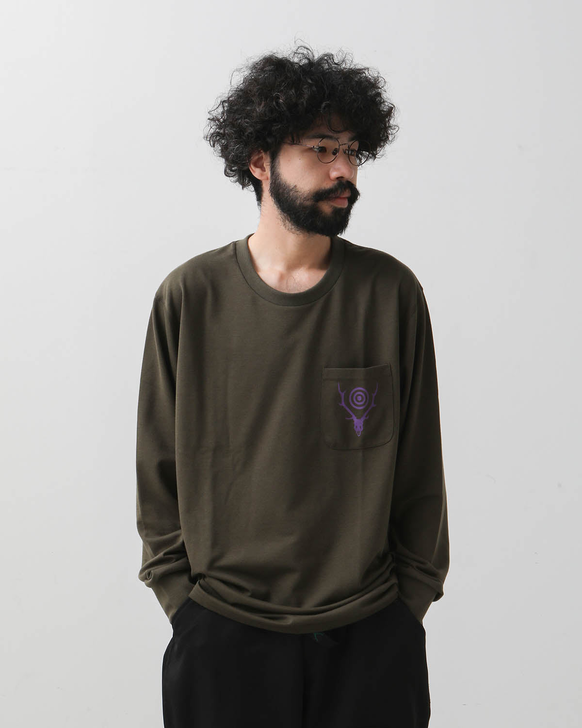 L/S ROUND POCKET TEE - CIRCLE HORN