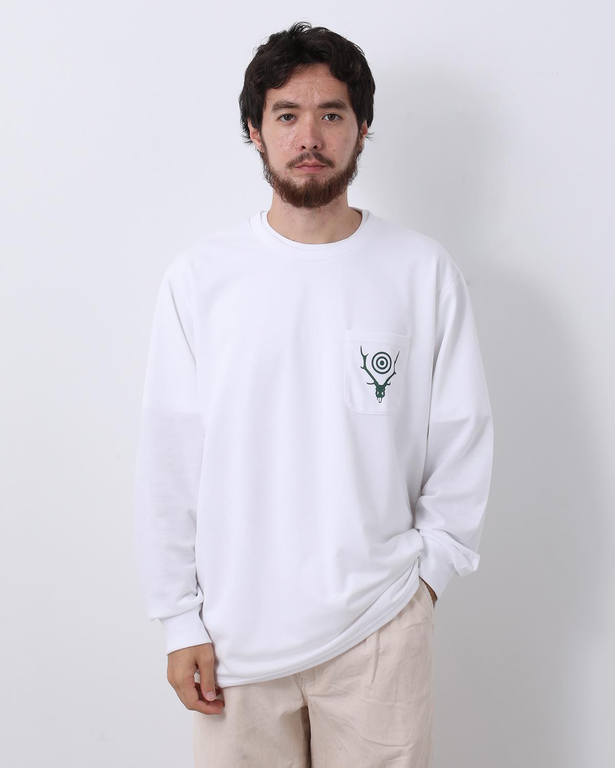 L/S ROUND POCKET TEE - CIRCLE HORN