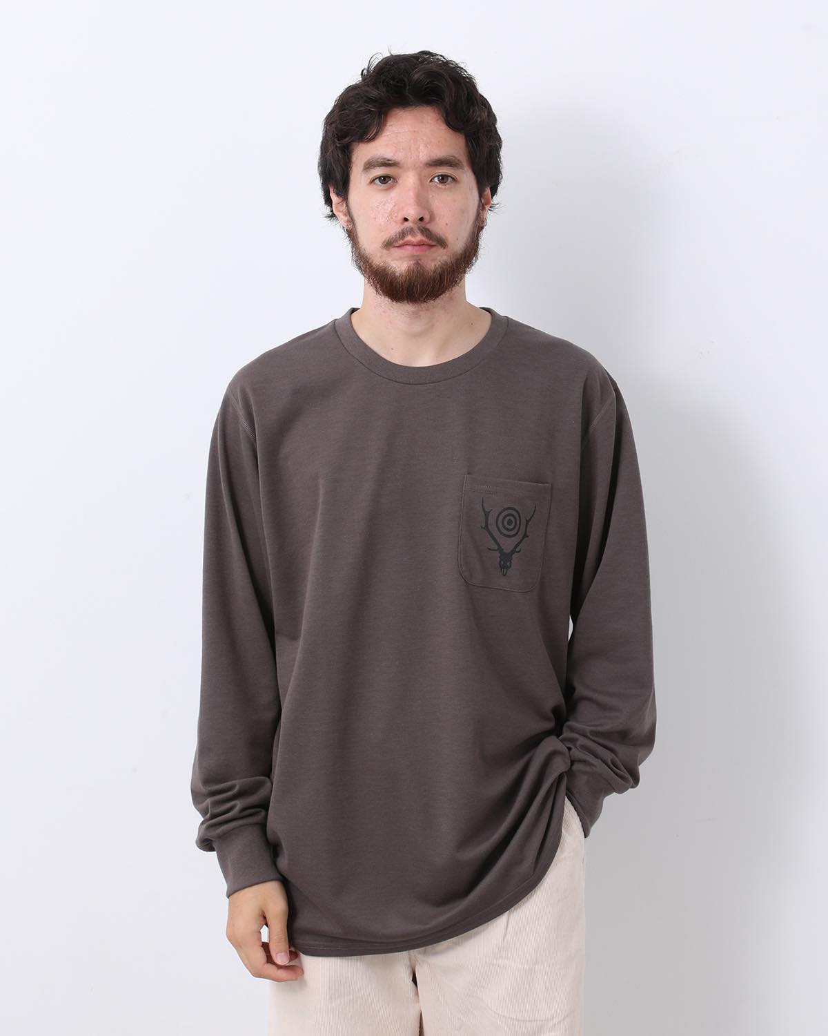 L/S ROUND POCKET TEE - CIRCLE HORN