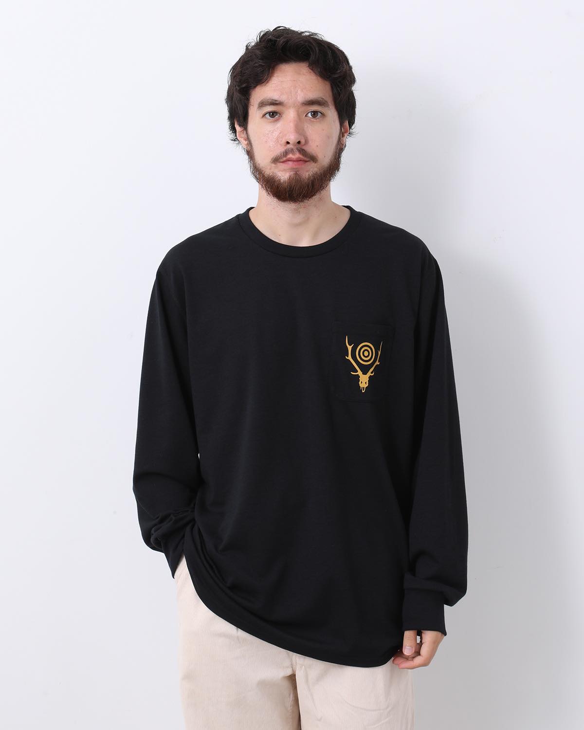 L/S ROUND POCKET TEE - CIRCLE HORN