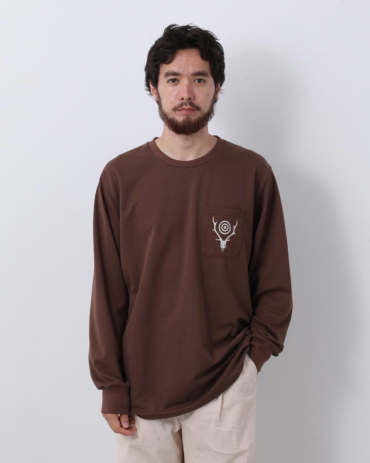 L/S ROUND POCKET TEE - CIRCLE HORN