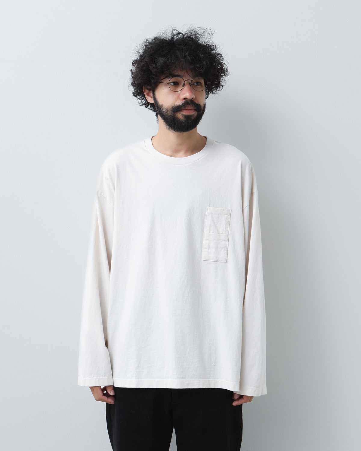 AMERICAN COTTON W POCKET SLIT L-S TEE