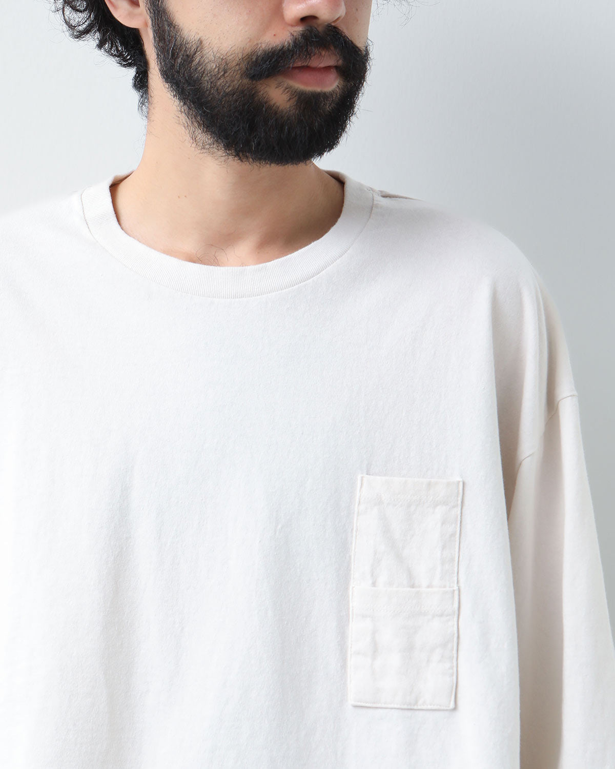 AMERICAN COTTON W POCKET SLIT L-S TEE