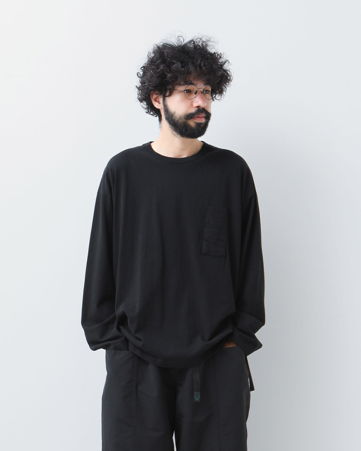 AMERICAN COTTON W POCKET SLIT L-S TEE