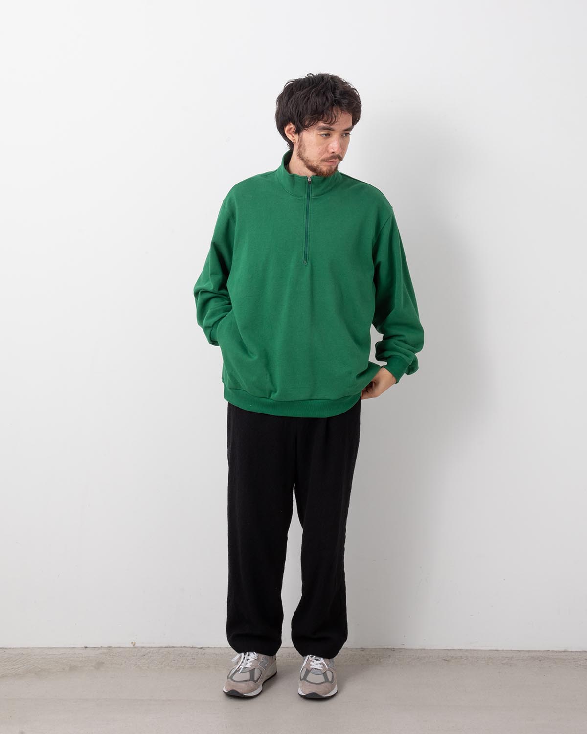 WOOL TUCK PANTS - WASHED