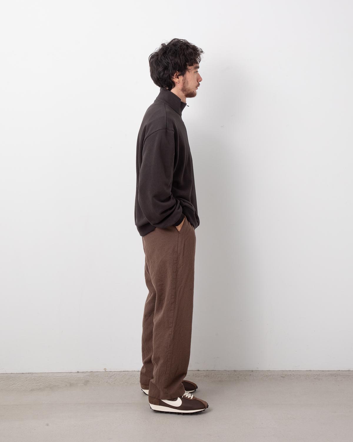 WOOL TUCK PANTS - WASHED