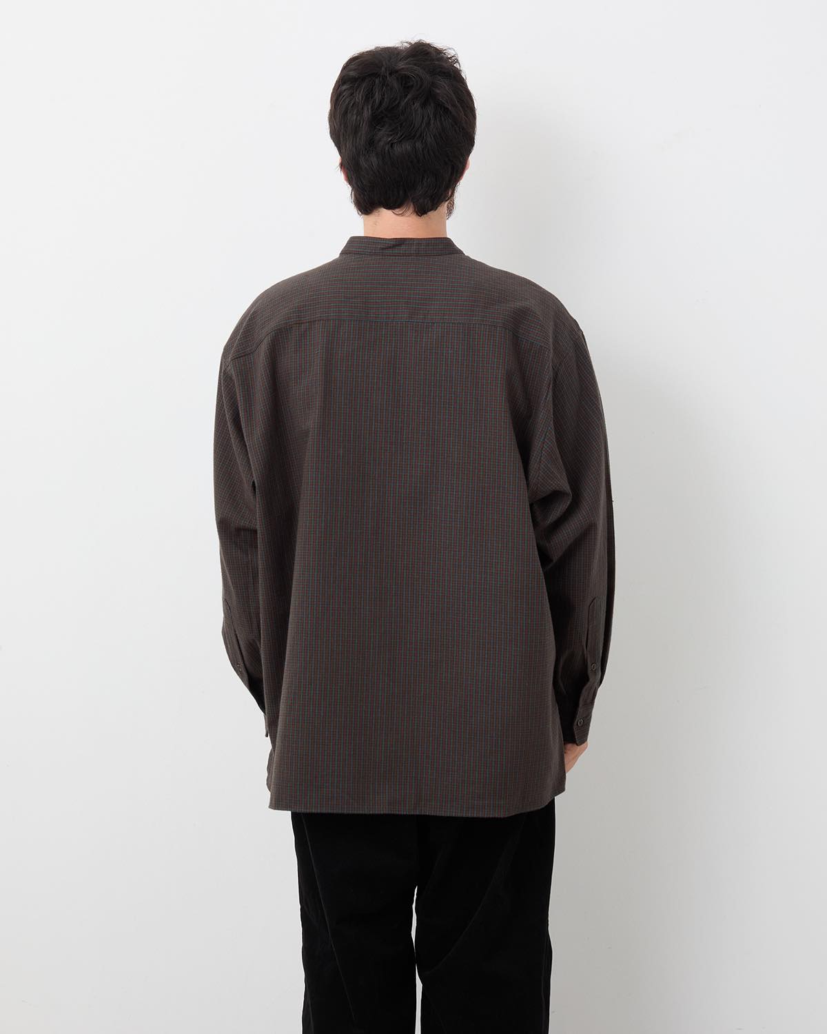 BAND COLLAR OVERSIZED CHECK SHIRT – COVERCHORD