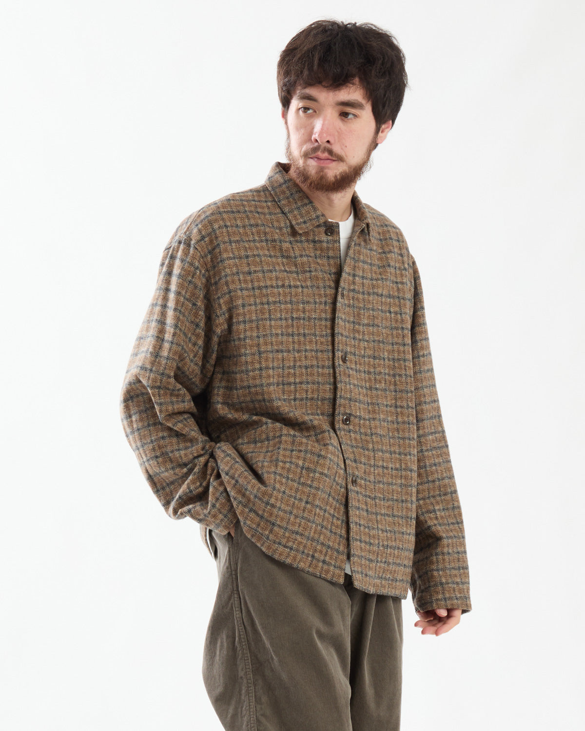 COTTON TWEED CHECK SHIRT JACKET
