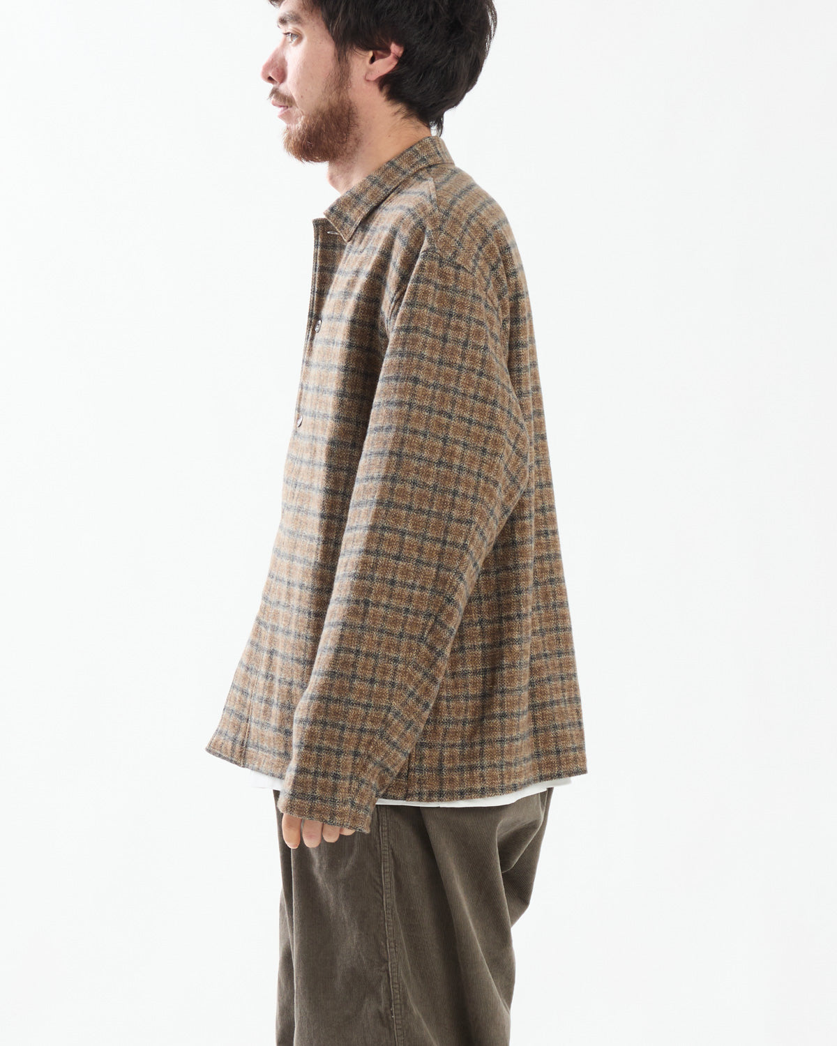 COTTON TWEED CHECK SHIRT JACKET