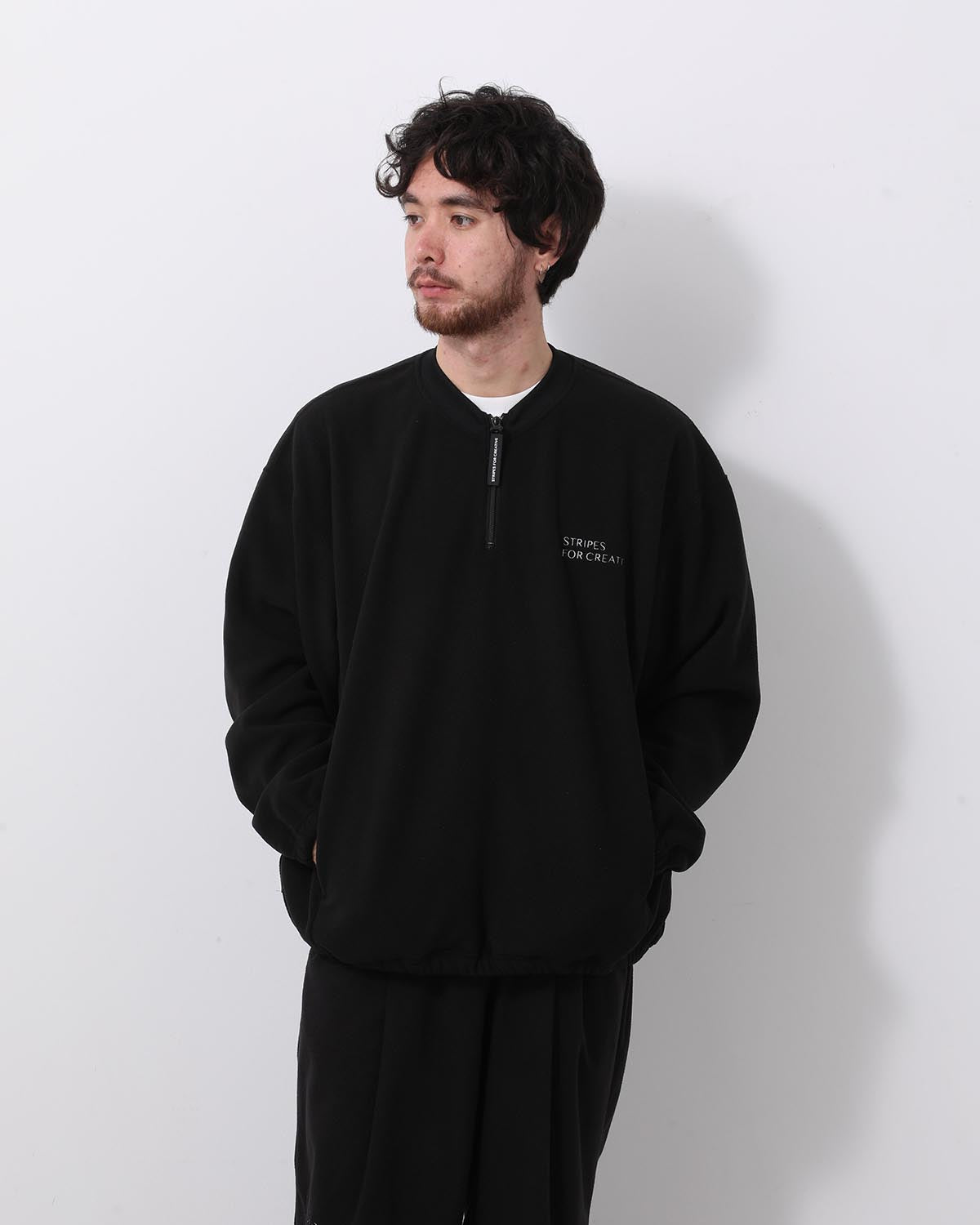 FLEECE BASEBALL HALF ZIP JACKET