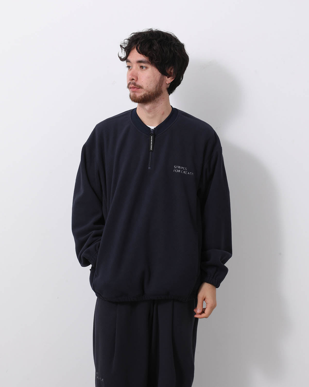 FLEECE BASEBALL HALF ZIP JACKET