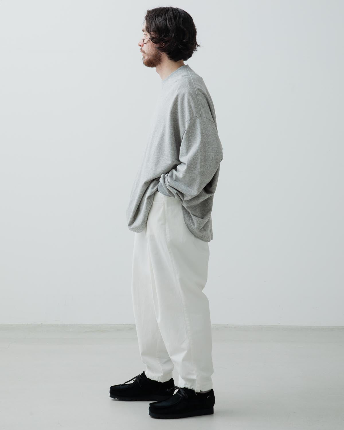 WIDE TAPERED EASY PANTS (HERRINGBONE)