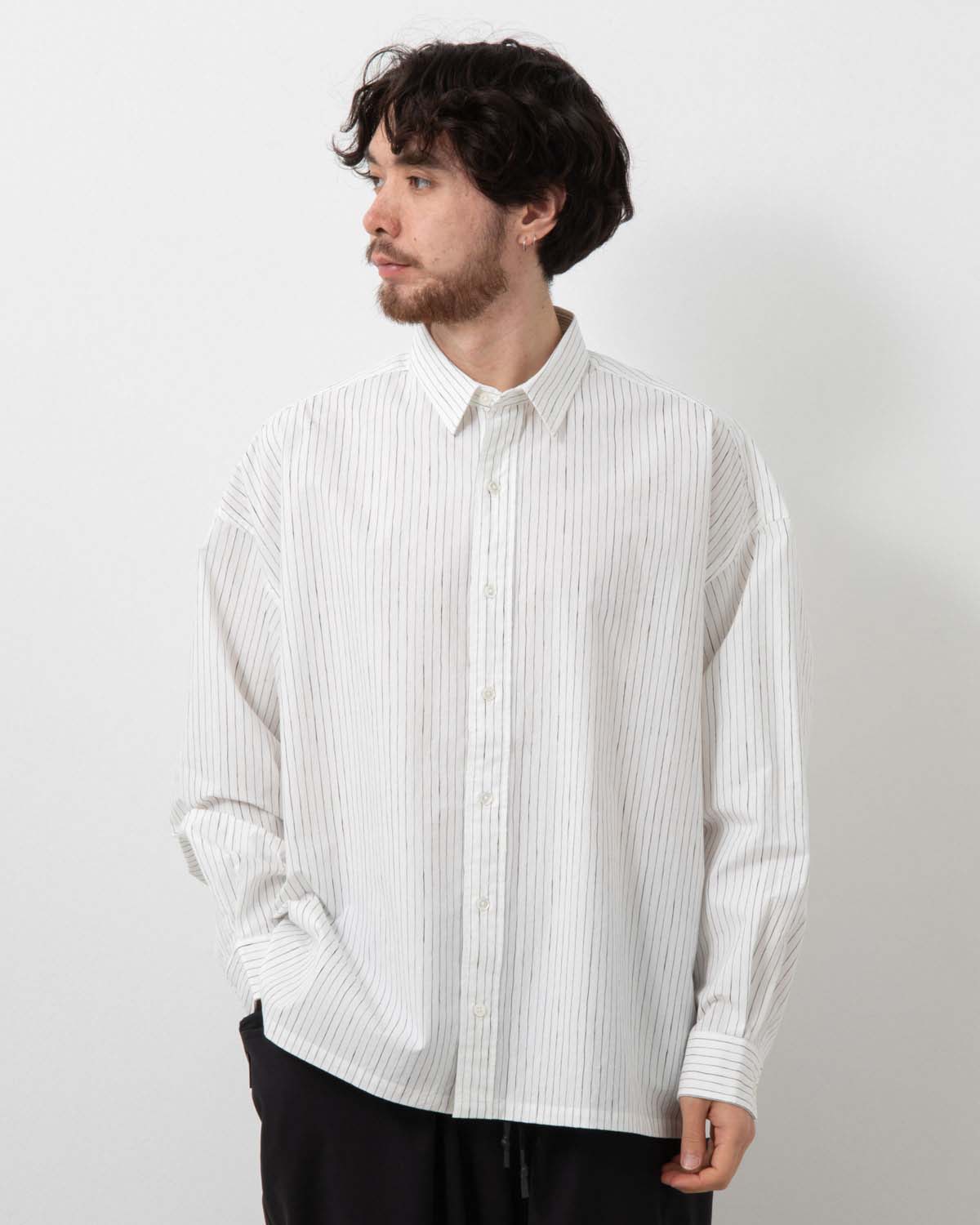 COTTON STRIPE SLIT SHIRT