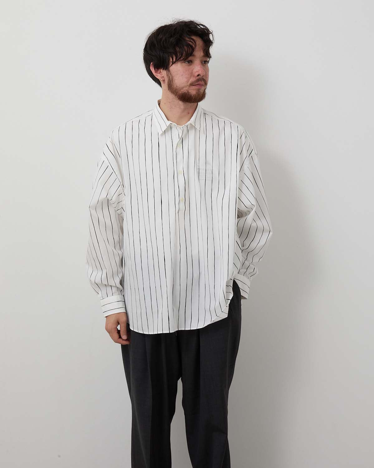 P/C STRIPE PULL OVER SHIRT