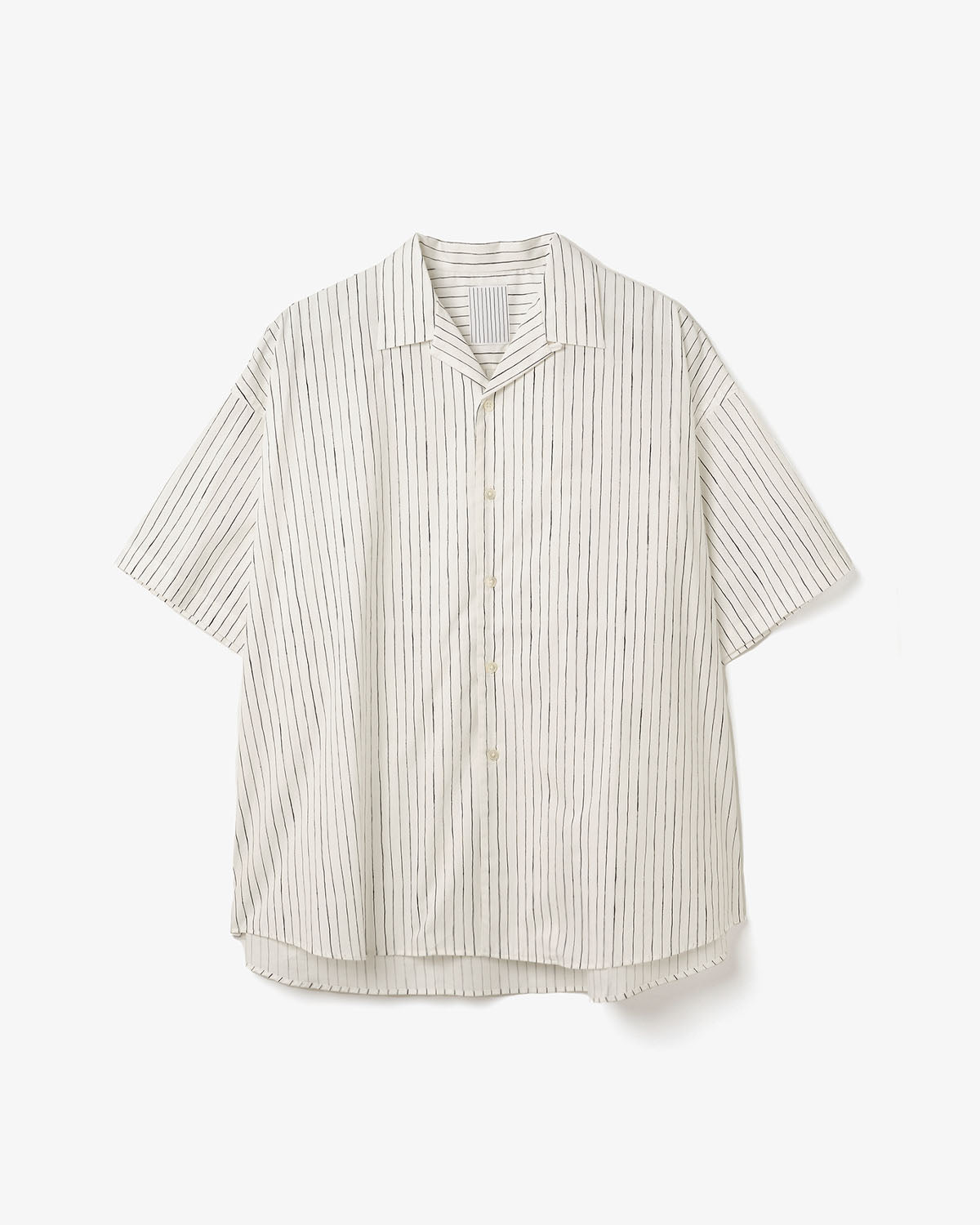 COTTON STRIPE OPEN COLLAR SS SHIRT