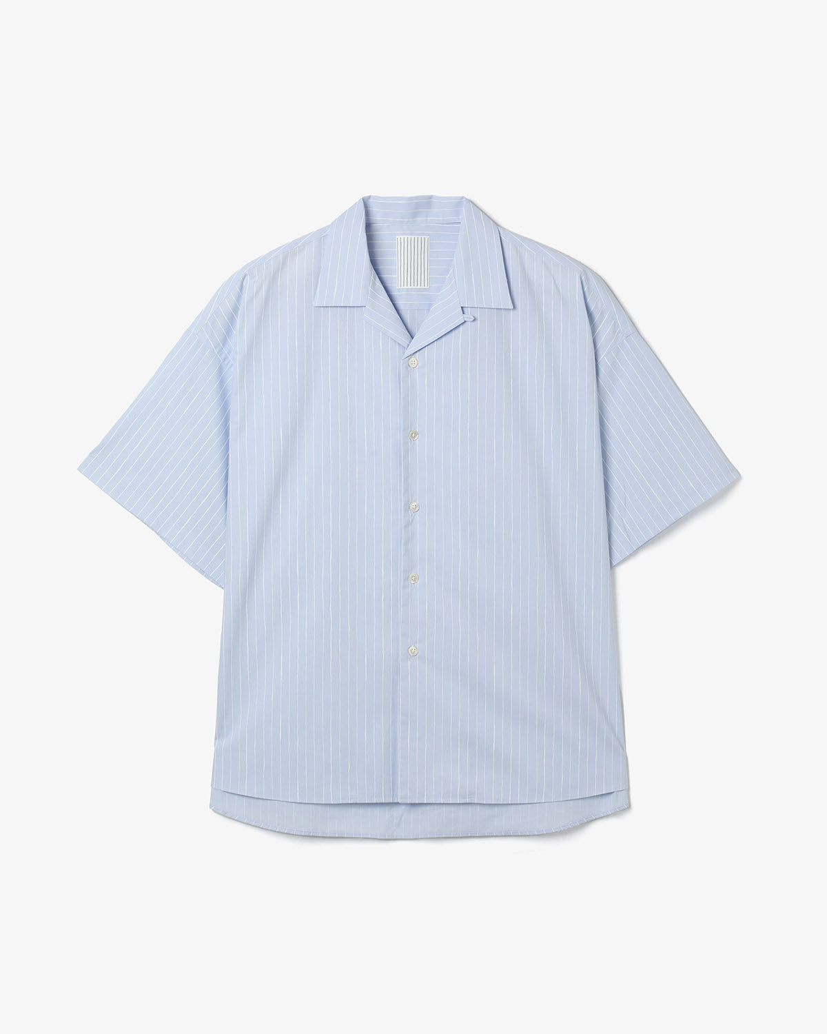 COTTON STRIPE OPEN COLLAR SS SHIRT