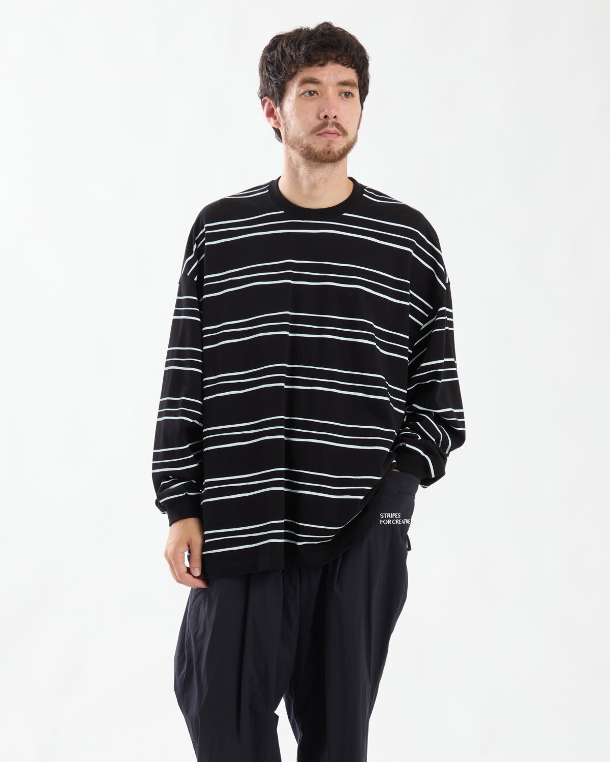 SUPER BIG LS TEE (MULTI STRIPE)