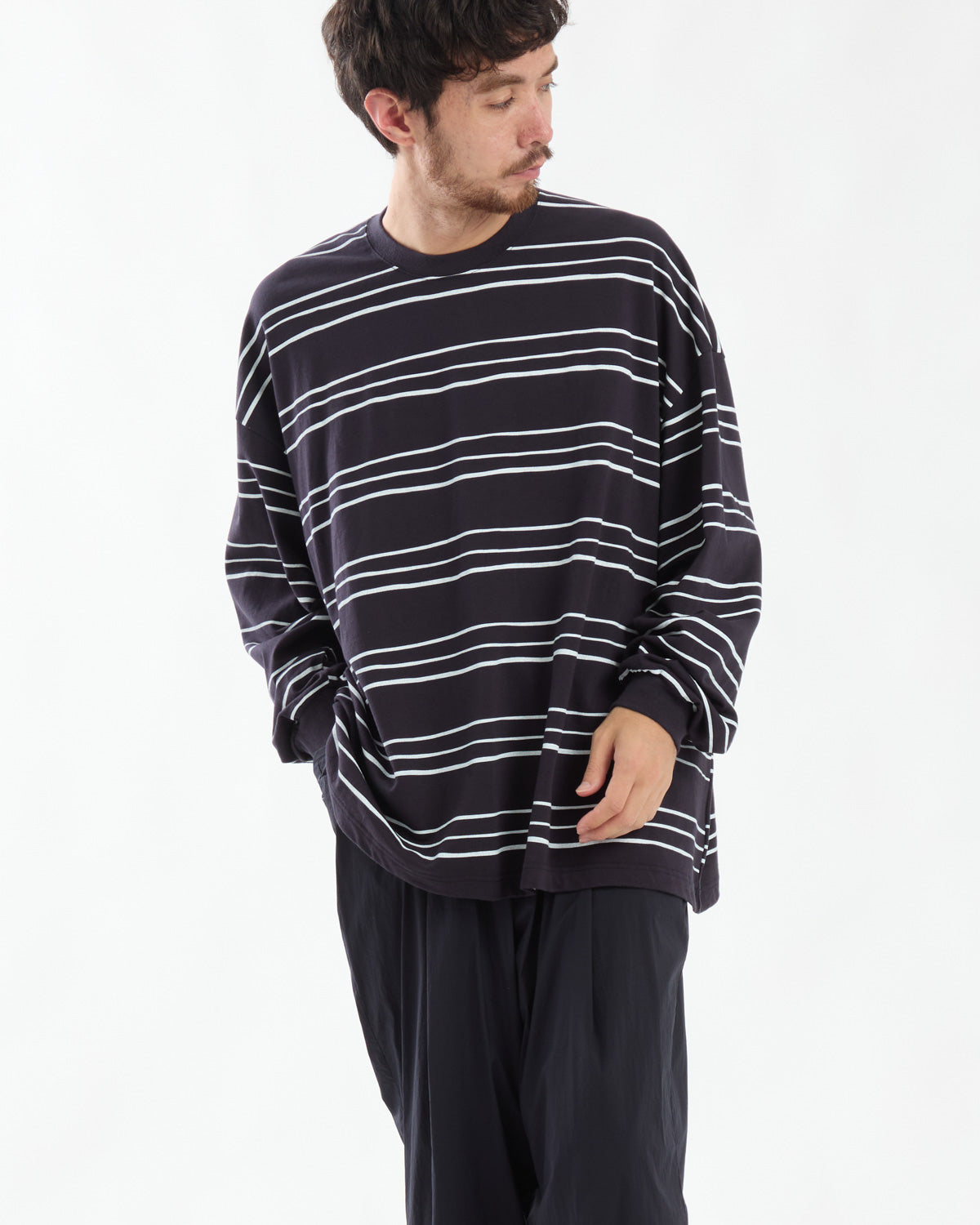 SUPER BIG LS TEE (MULTI STRIPE)