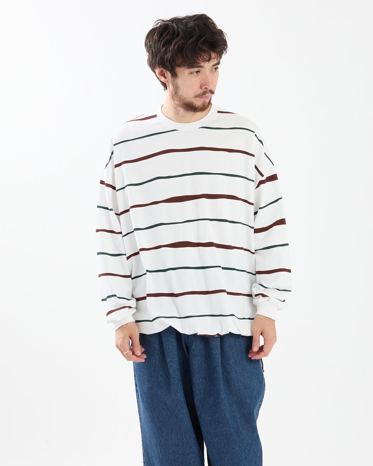SUPER BIG STRIPE LS TEE (W/DRAWSTRINGS)